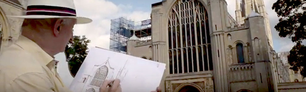 John drawing Norwich Cathedral
